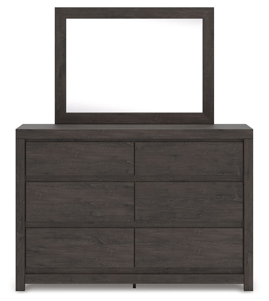 Fraluna - 3 Pc. - Queen Panel Storage Bed, Dresser And Mirror - Charcoal