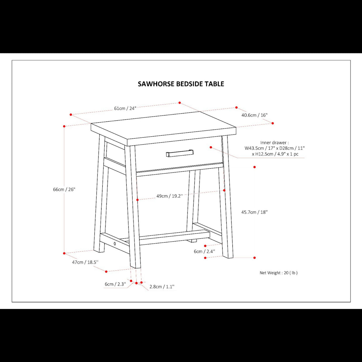Sawhorse - Handcrafted Bedside Table