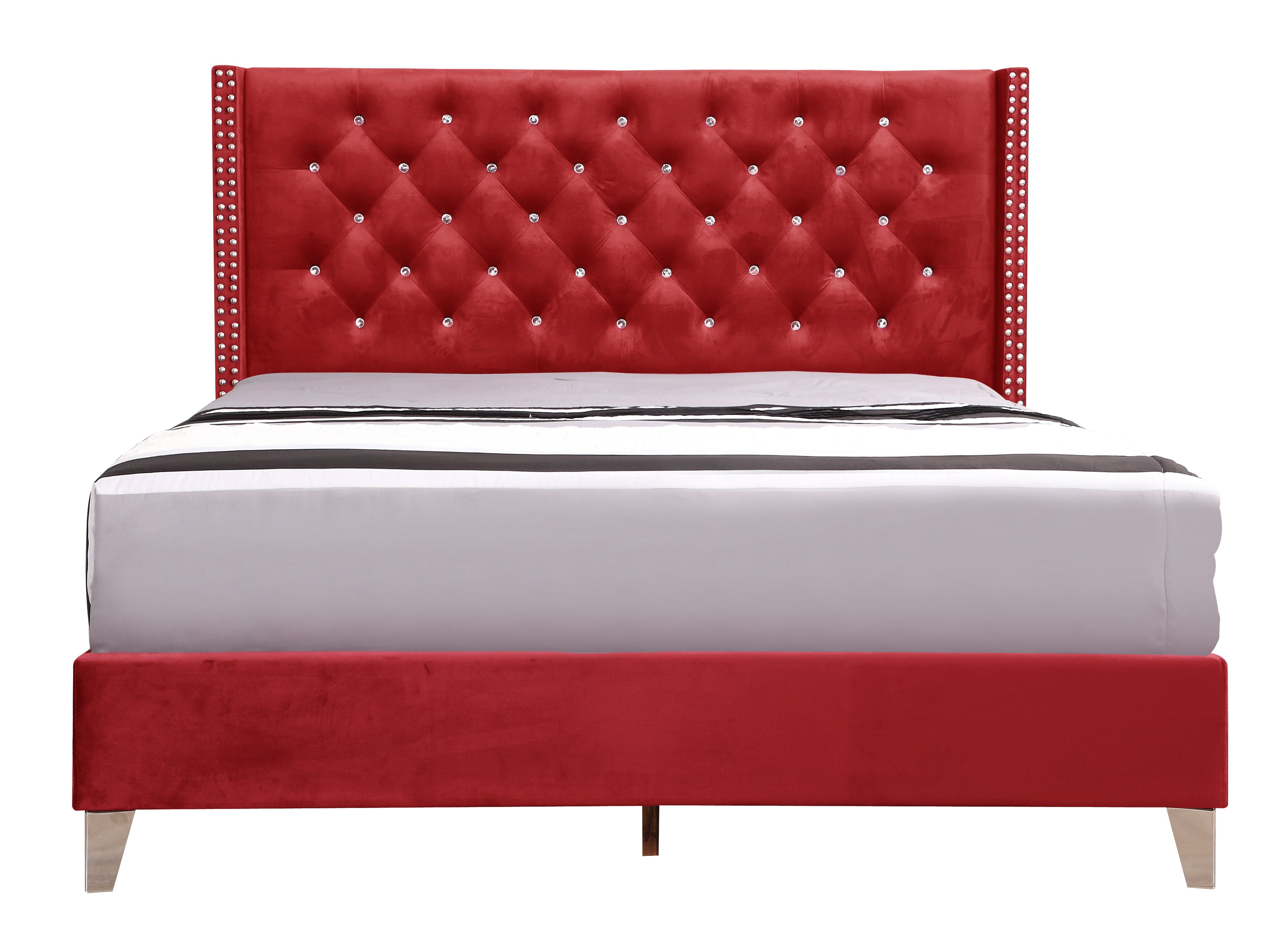 Julie - Upholstered Bed With Faux Diamonds