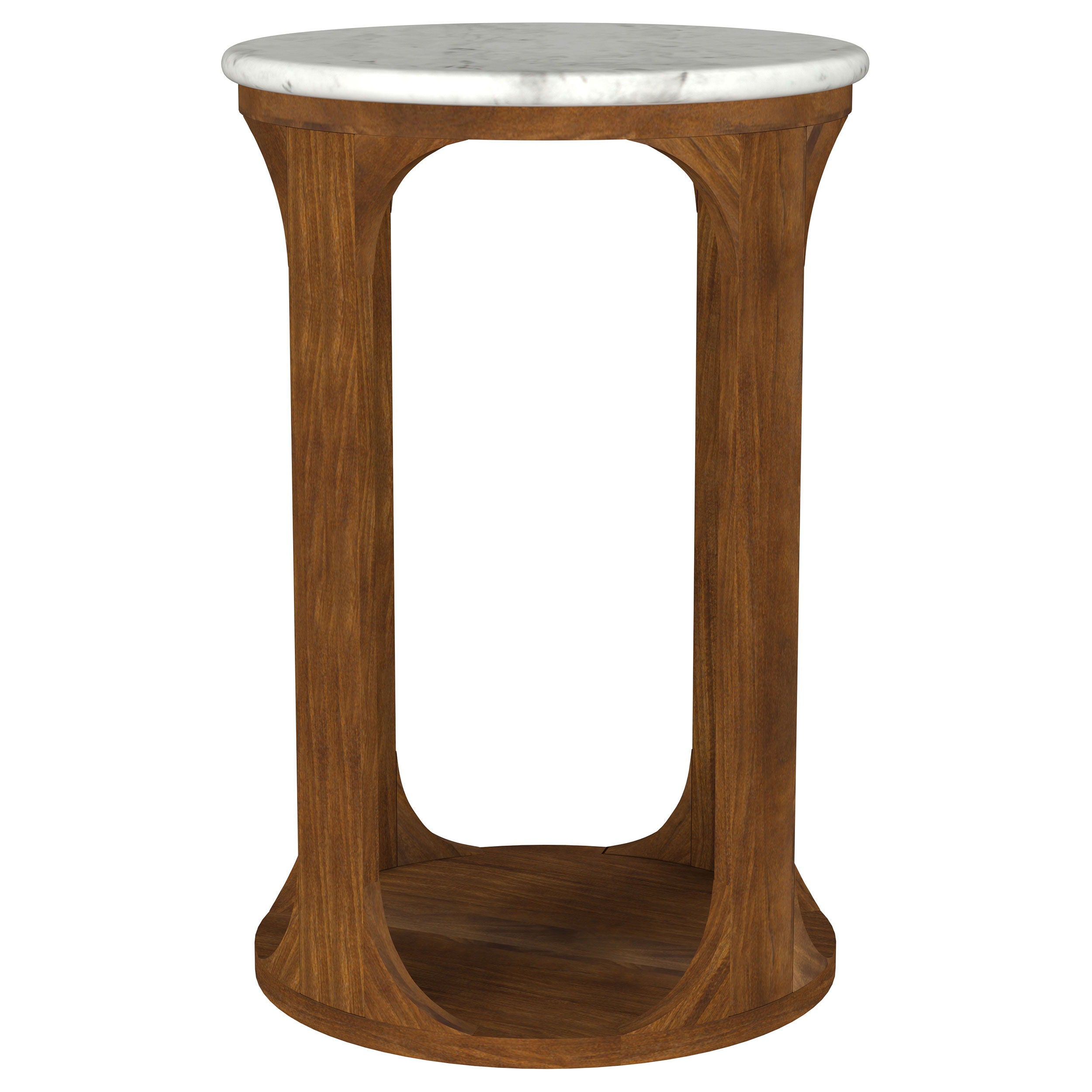 Berkeley - Round Marble Top Side Table - White And Brown