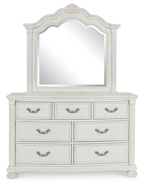 Montelaine - Antique White - Dresser And Mirror by Benchcraft® | Bel Furniture