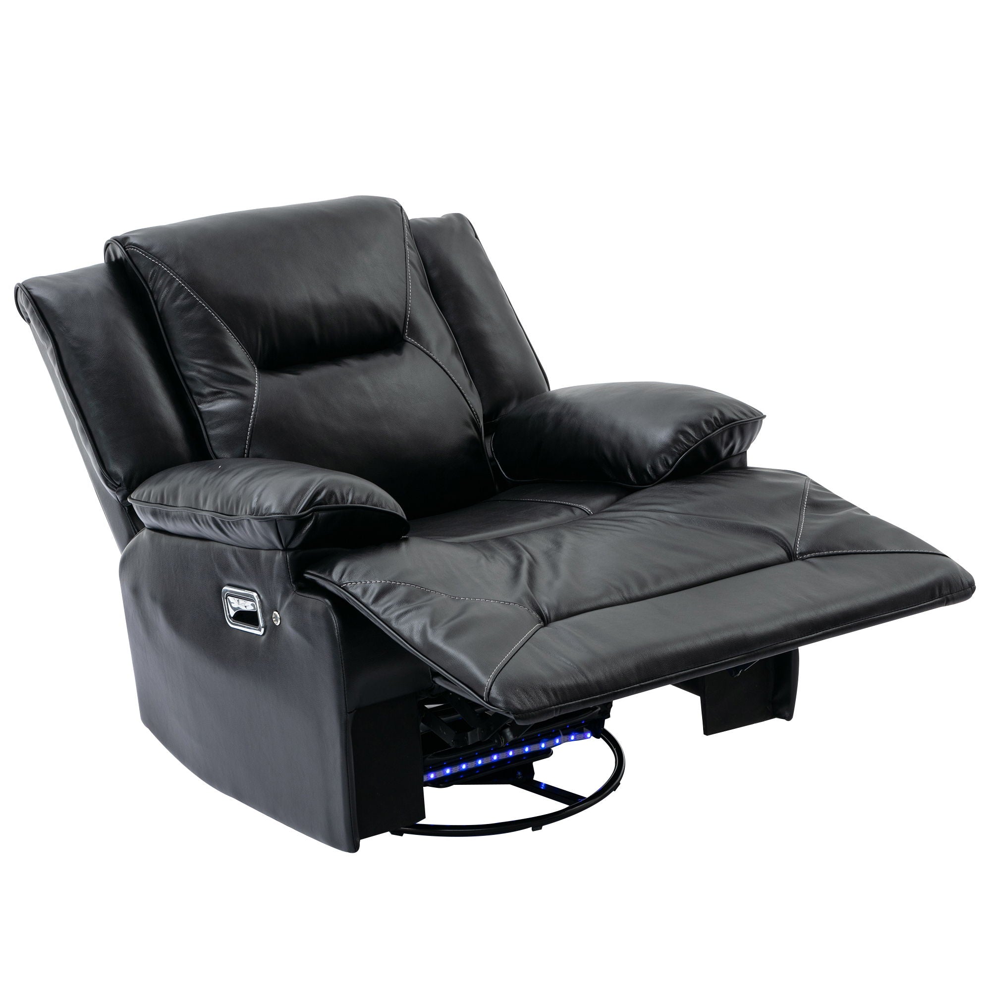 360° Swivel And Rocking Home Theater Recliner Manual Recliner Chair With A Led Light Strip For Living Room