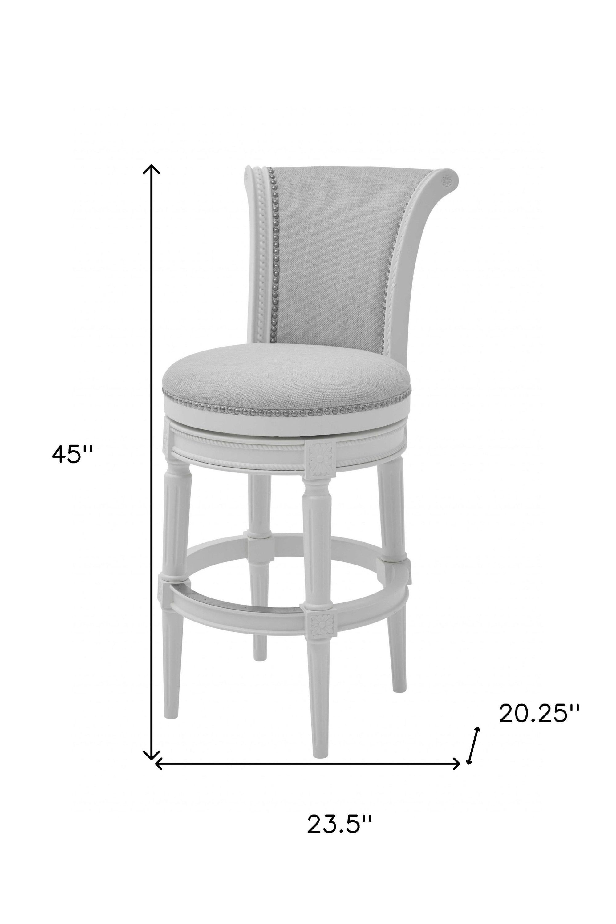 Solid Wood Bar Chair - Light Gray / White