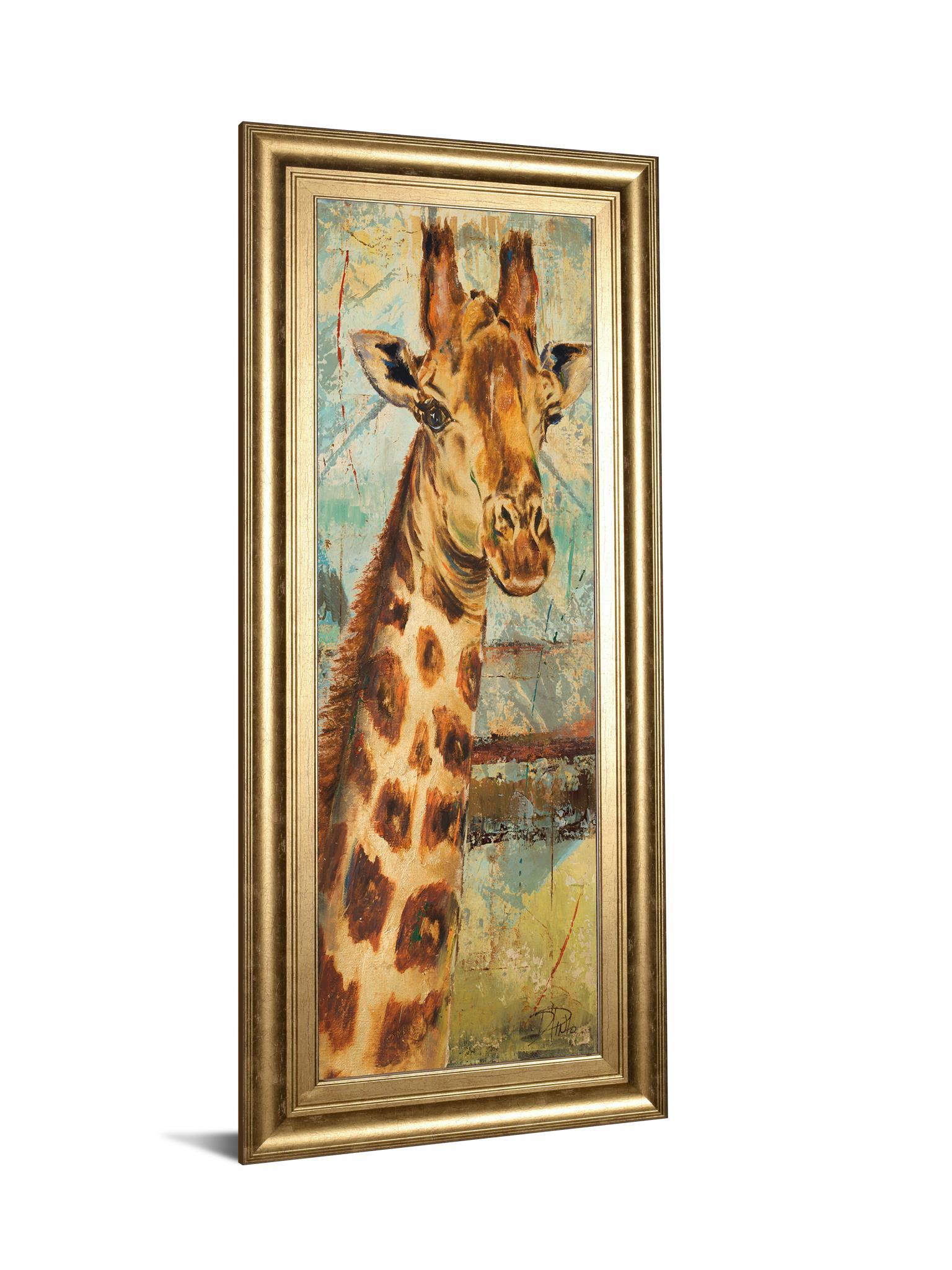 New Safari On Teal I By Patricia Pinto - Framed Print Wall Art - Dark Brown