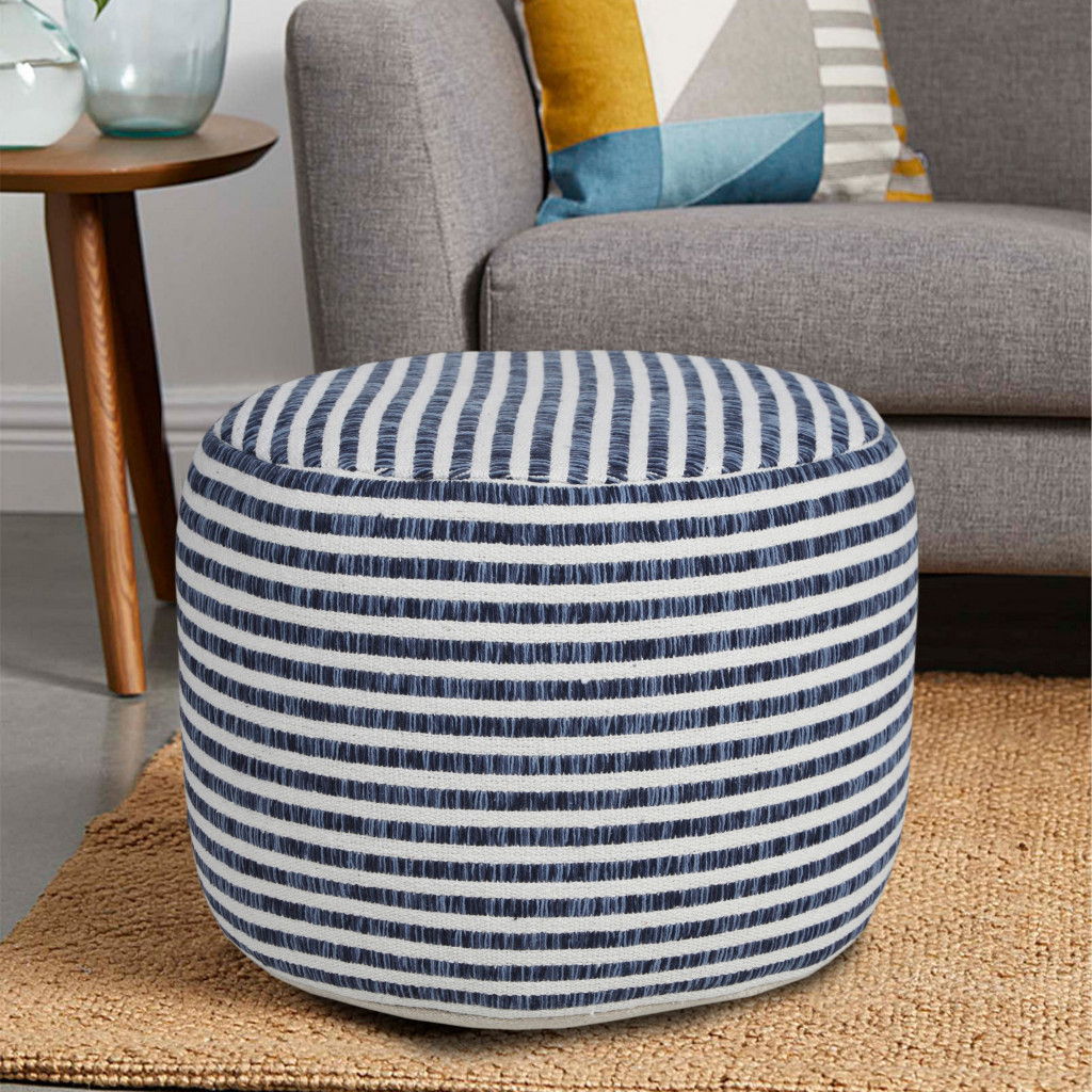 Cotton Ottoman Round - Blue