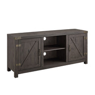 Modern Farmhouse Barn Door 3 Shelf TV Stand For TVs Up To 65” Dark Gray by Walker Edison | Bel Furniture