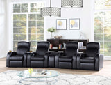 Cyrus - Upholstered Track Arm Recliner - Black by CoasterEssence | Bel Furniture