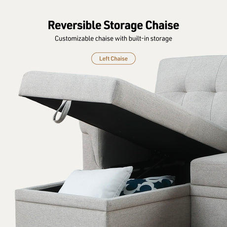 Lucca - Reversible Sleeper Sectional Sofa With Storage Chaise - view 16