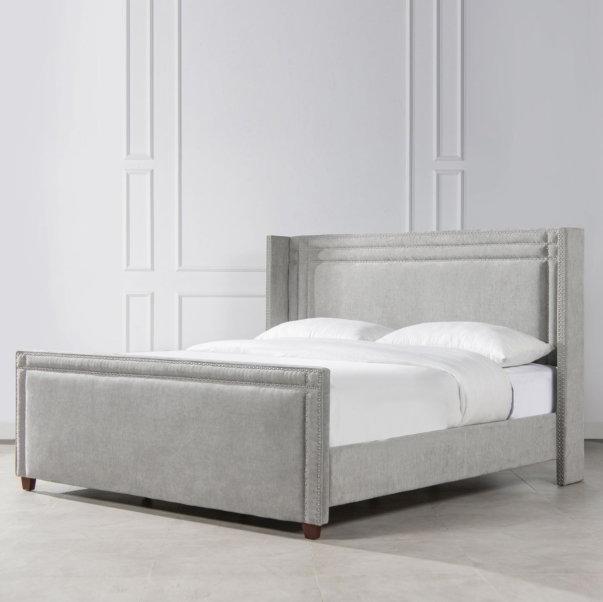 Elle - Wingback Upholstered King Bed - Silver Gray by Jennifer Taylor Home | Bel Furniture