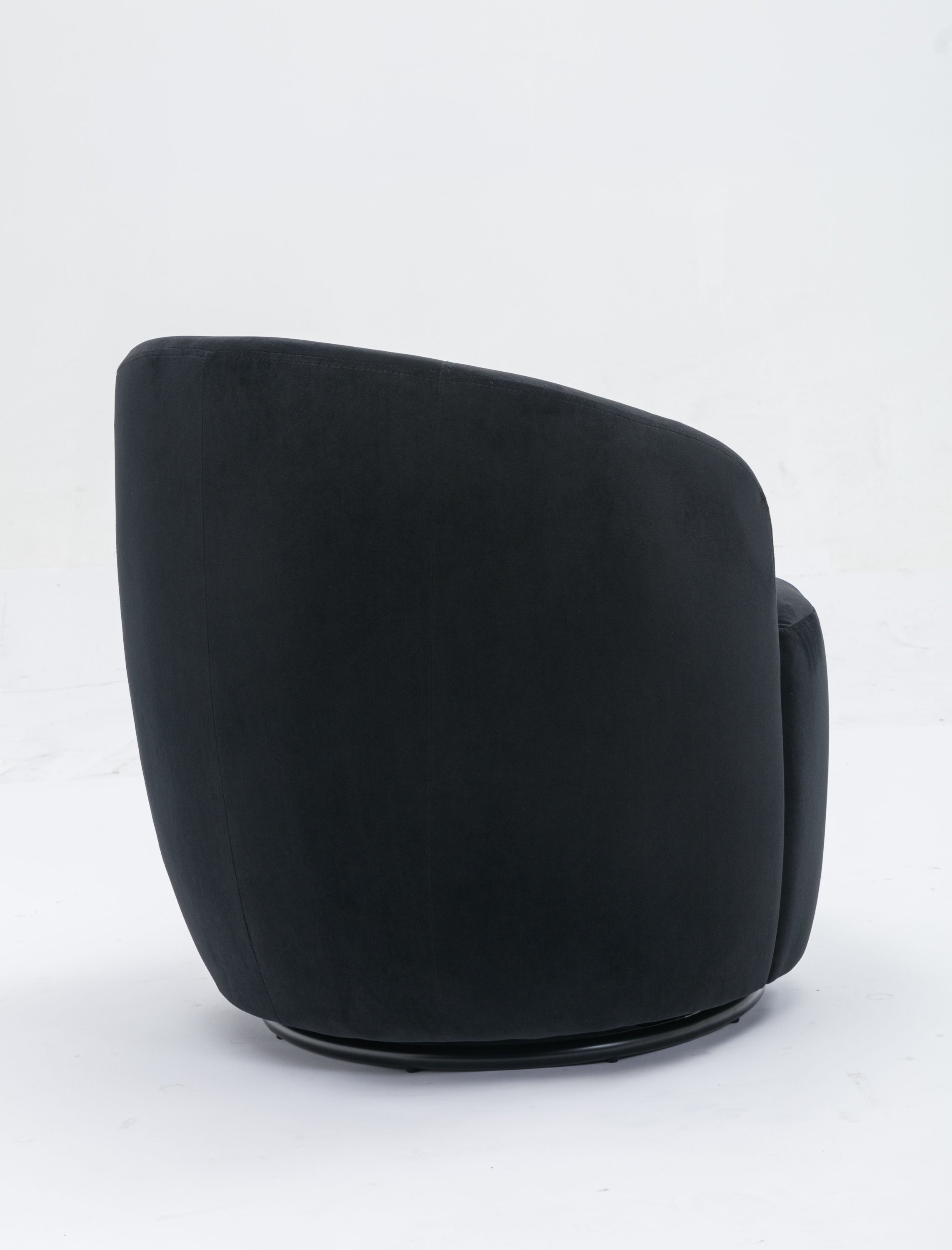 Velvet Fabric Swivel Accent Armchair Barrel Chair With Powder Coating Metal Ring