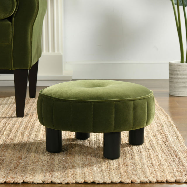 Riley - Round Footstool Ottoman - Olive Green by Jennifer Taylor Home | Bel Furniture