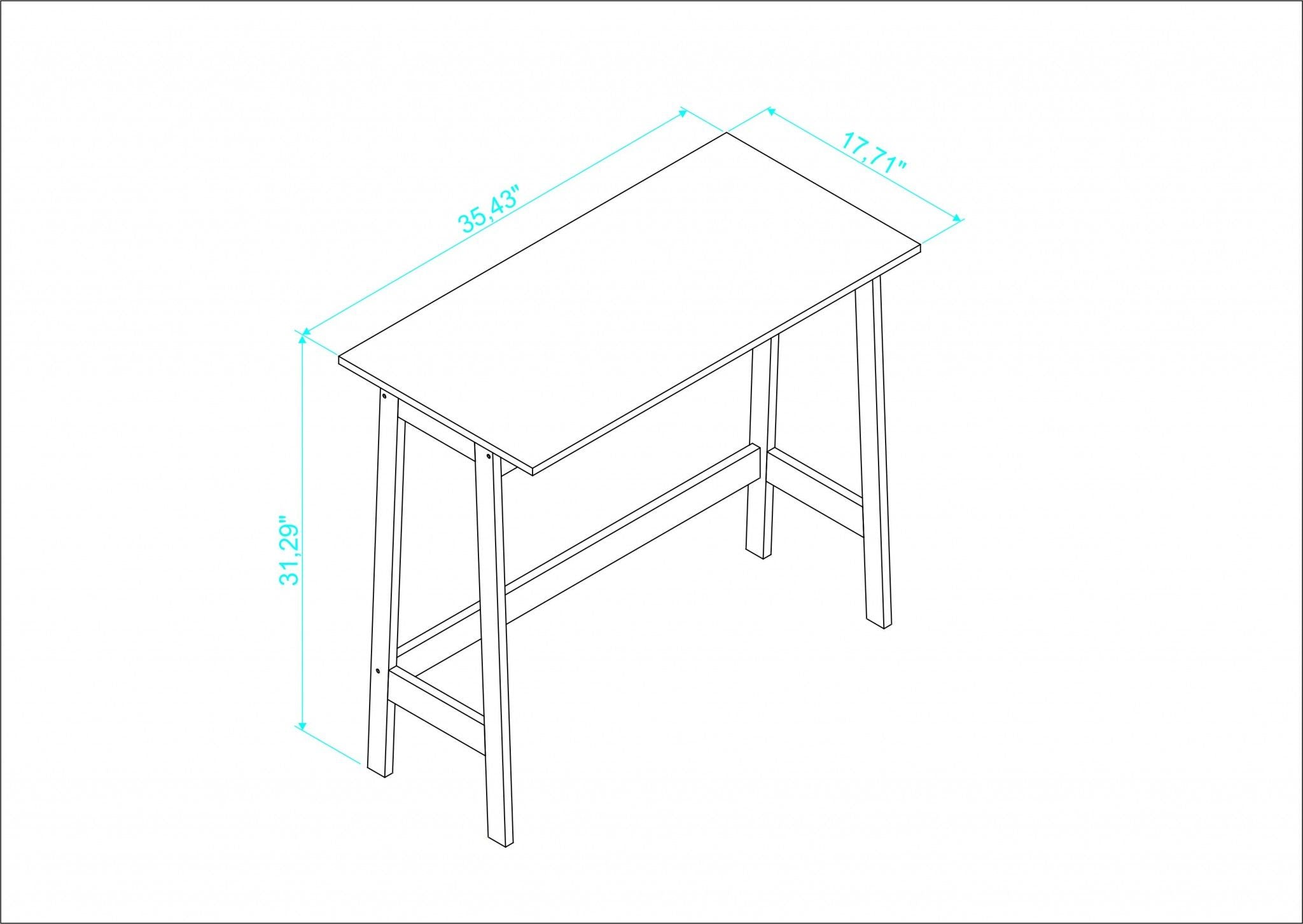 Modern Narrow Table Desk - Natural / White