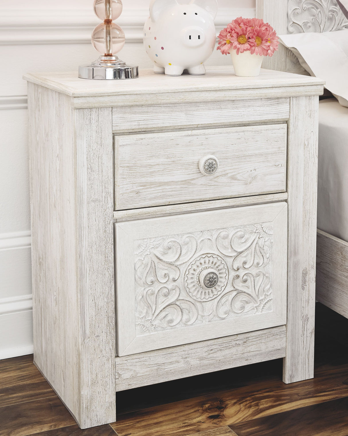 Paxberry - Whitewash - Two Drawer Night Stand by Signature Design by Ashley® | Bel Furniture