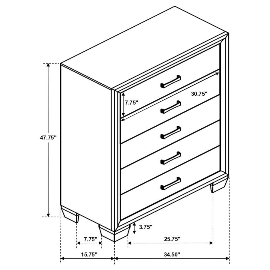 Brandon - 5-Drawer Bedroom Chest - Warm Brown