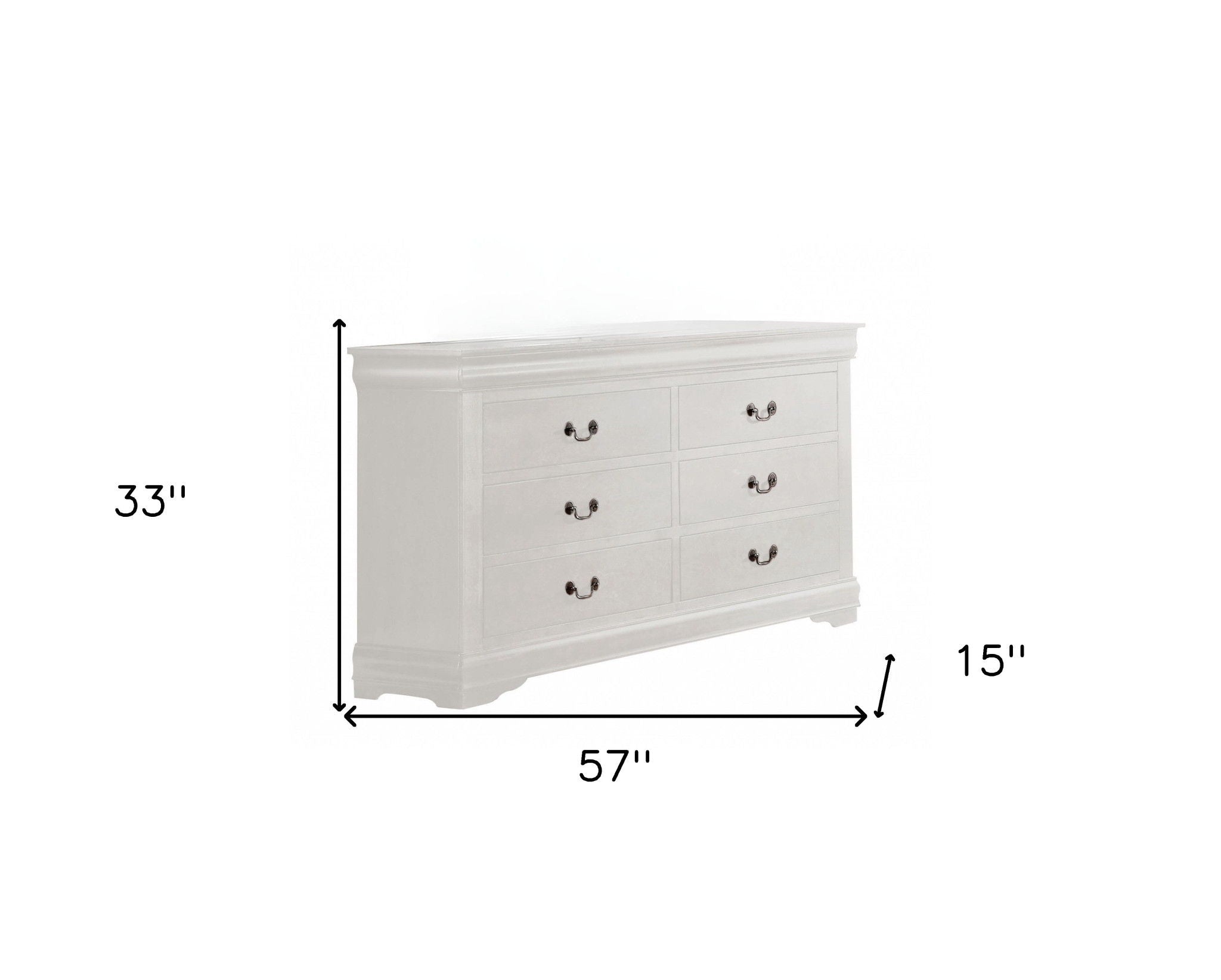 Six Drawer Double Dresser Wood - White