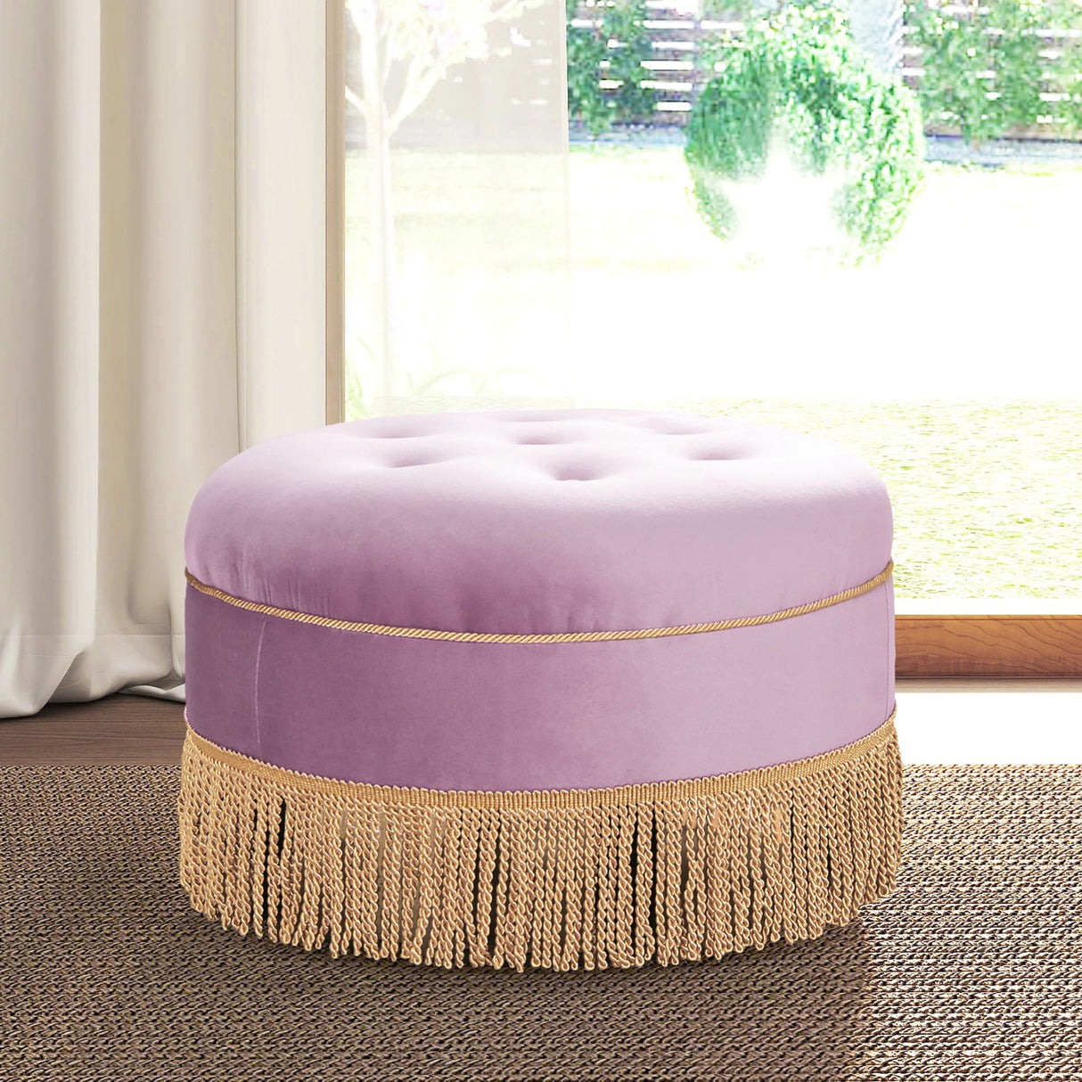 Yolanda - Round Upholstered Accent Ottoman by Jennifer Taylor Home | Bel Furniture