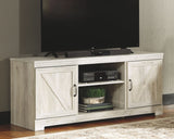 Bellaby - Whitewash - Entertainment Center - TV Stand With Faux Firebrick Fireplace Insert by Signature Design by Ashley® | Bel Furniture