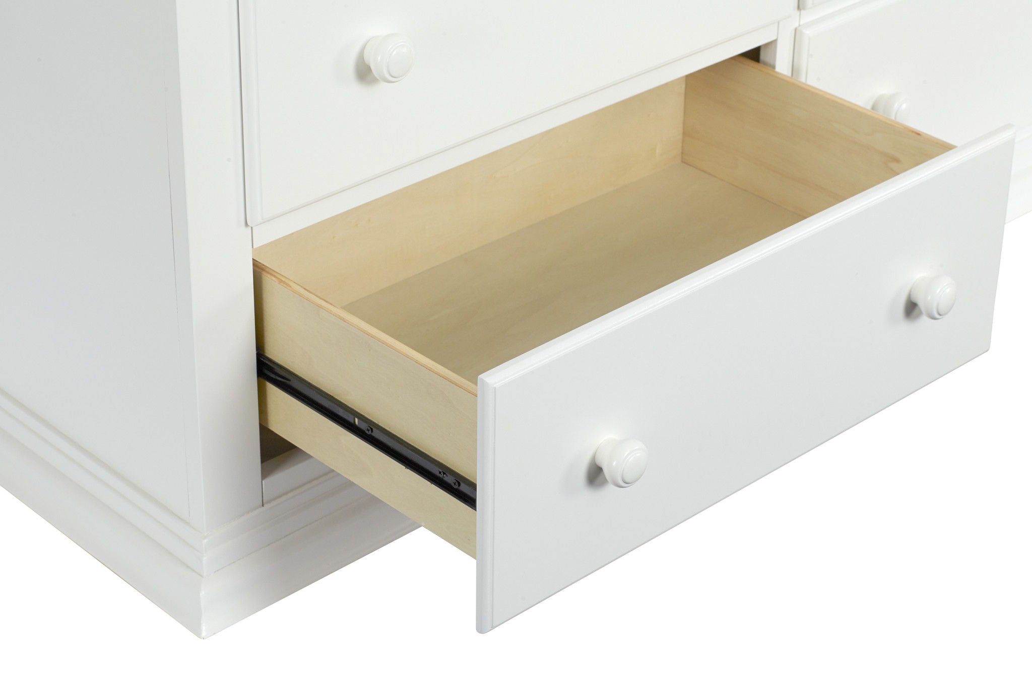 Solid Wood, Six Drawer Double Dresser - White