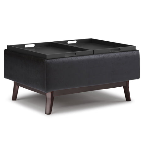 Owen - Tray Top Small Coffee Table Upholstered Storage Ottoman - view 14