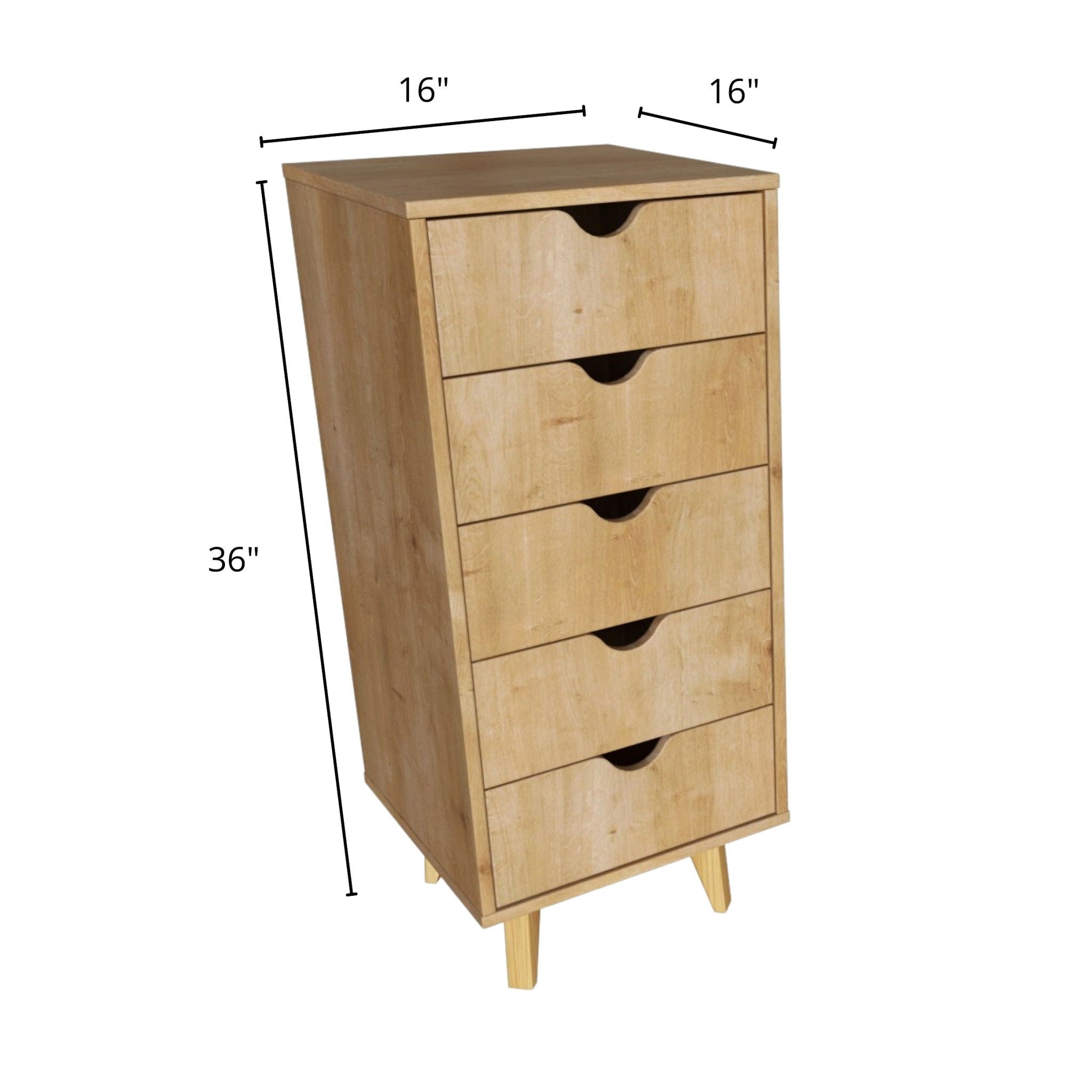 Solid Wood Five Drawer Lingerie Chest - Natural