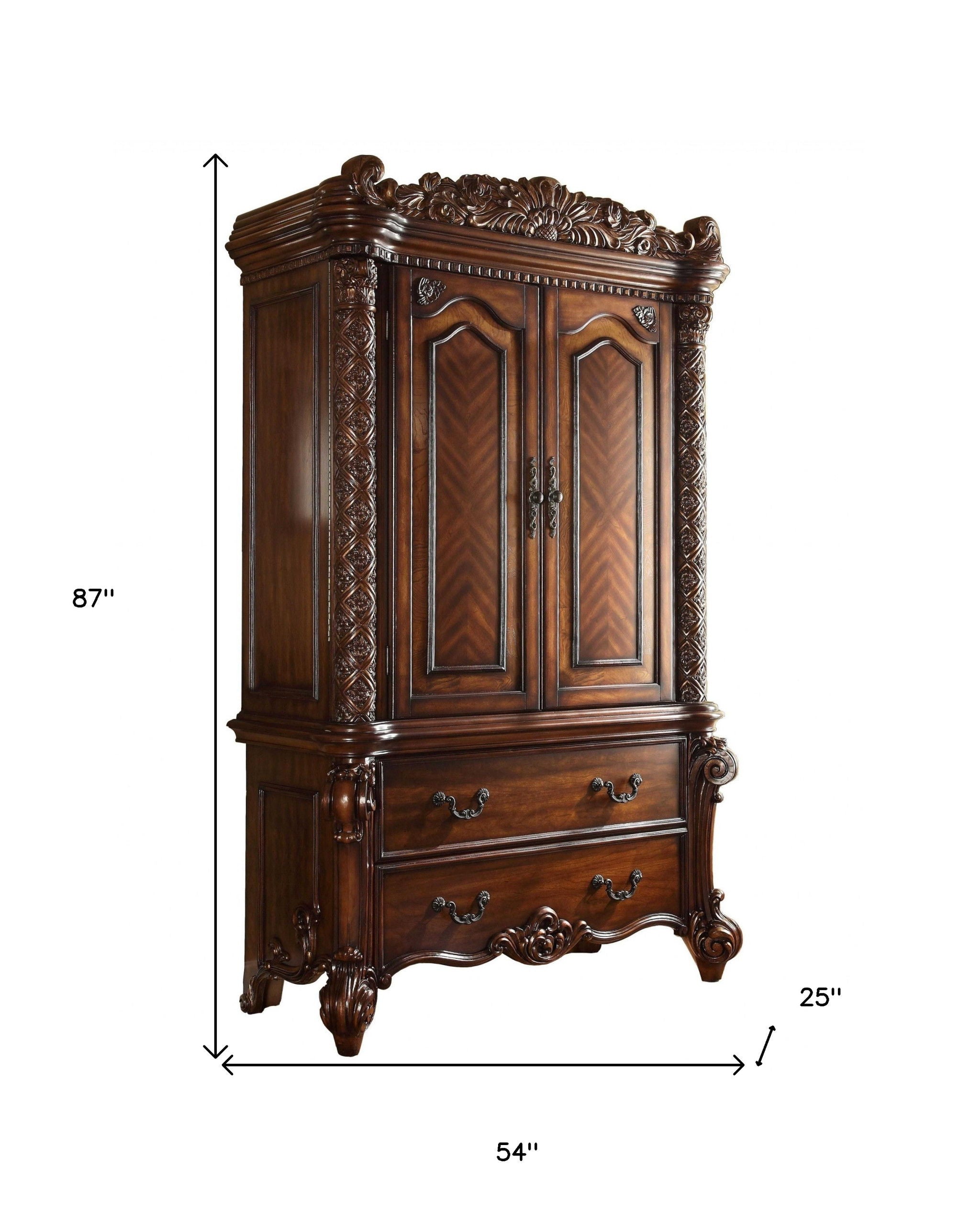 Two Doors Wood TV Armoire - Cherry