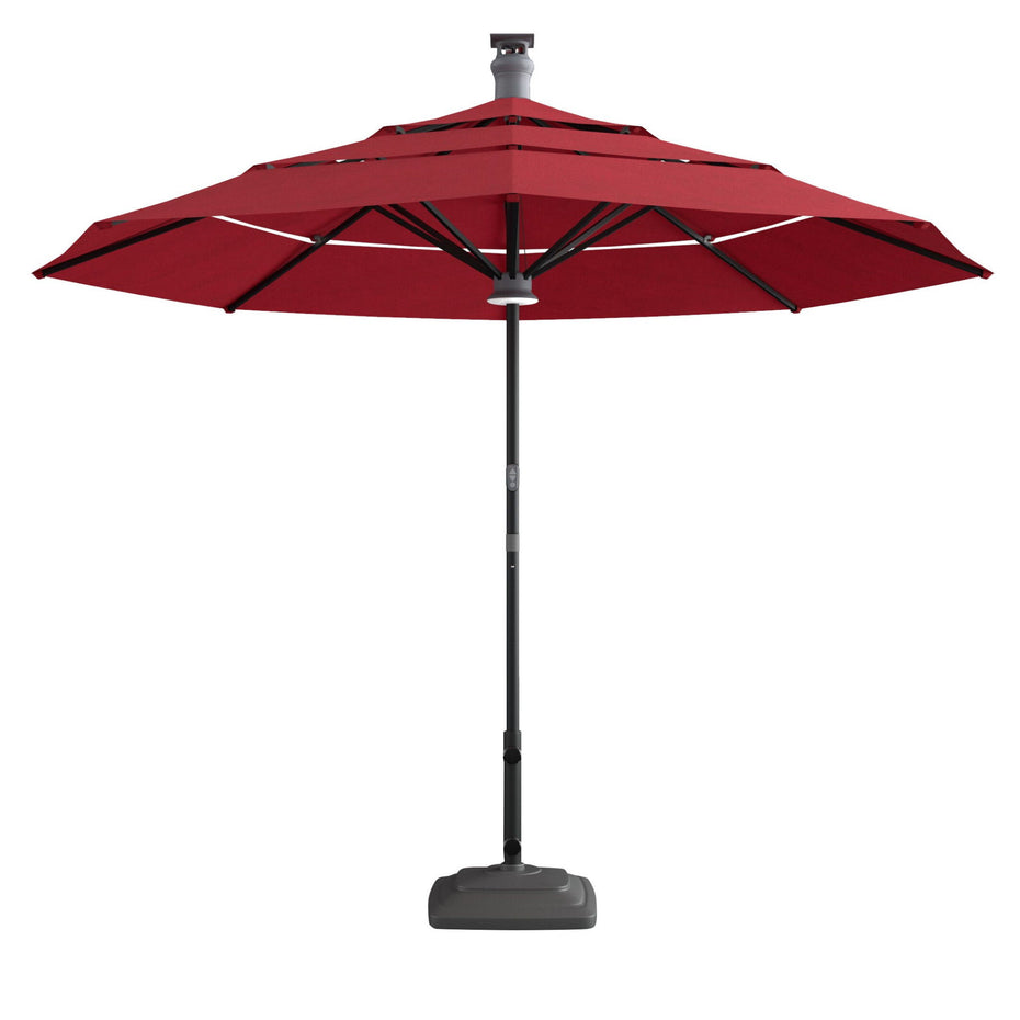 Sunbrella Octagonal Lighted Smart Market Patio Umbrella - Red