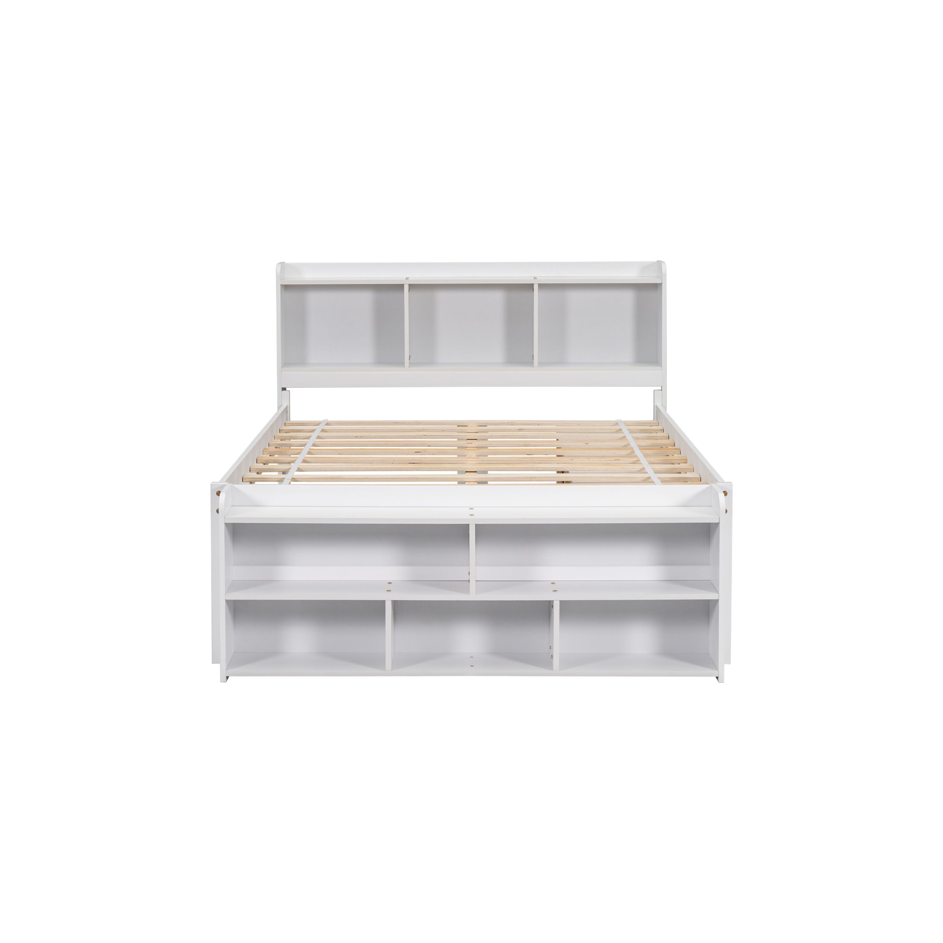 Bed With Bookcase Headboard, Under Bed Storage Drawers And Bed End Storage Case