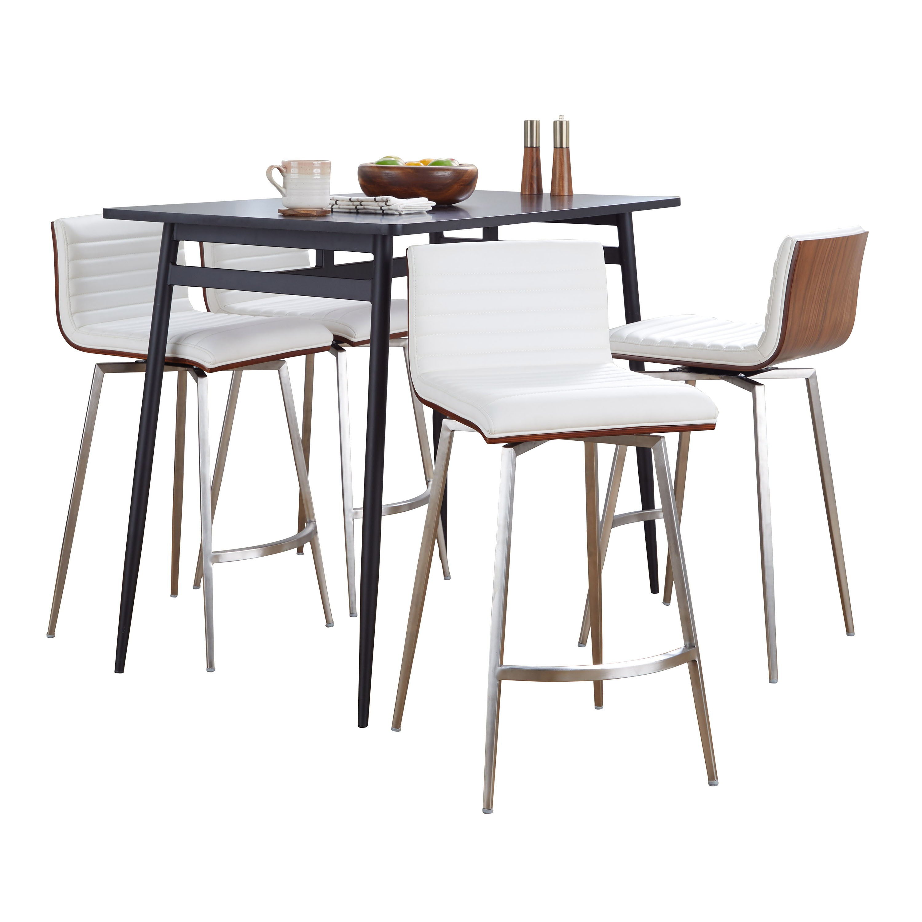 Marcel Mason - 5 Piece Swivel Contemporary Design Counter Height Dining Set