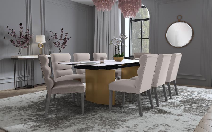 Vesa - Glass Top Extension Dining Table - Beige by Coaster Fine Furniture | Bel Furniture