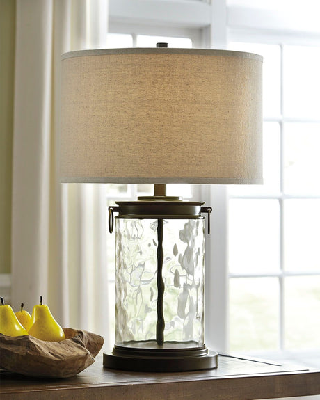 Tailynn - Clear / Bronze Finish - Glass Table Lamp by Signature Design by Ashley® | Bel Furniture
