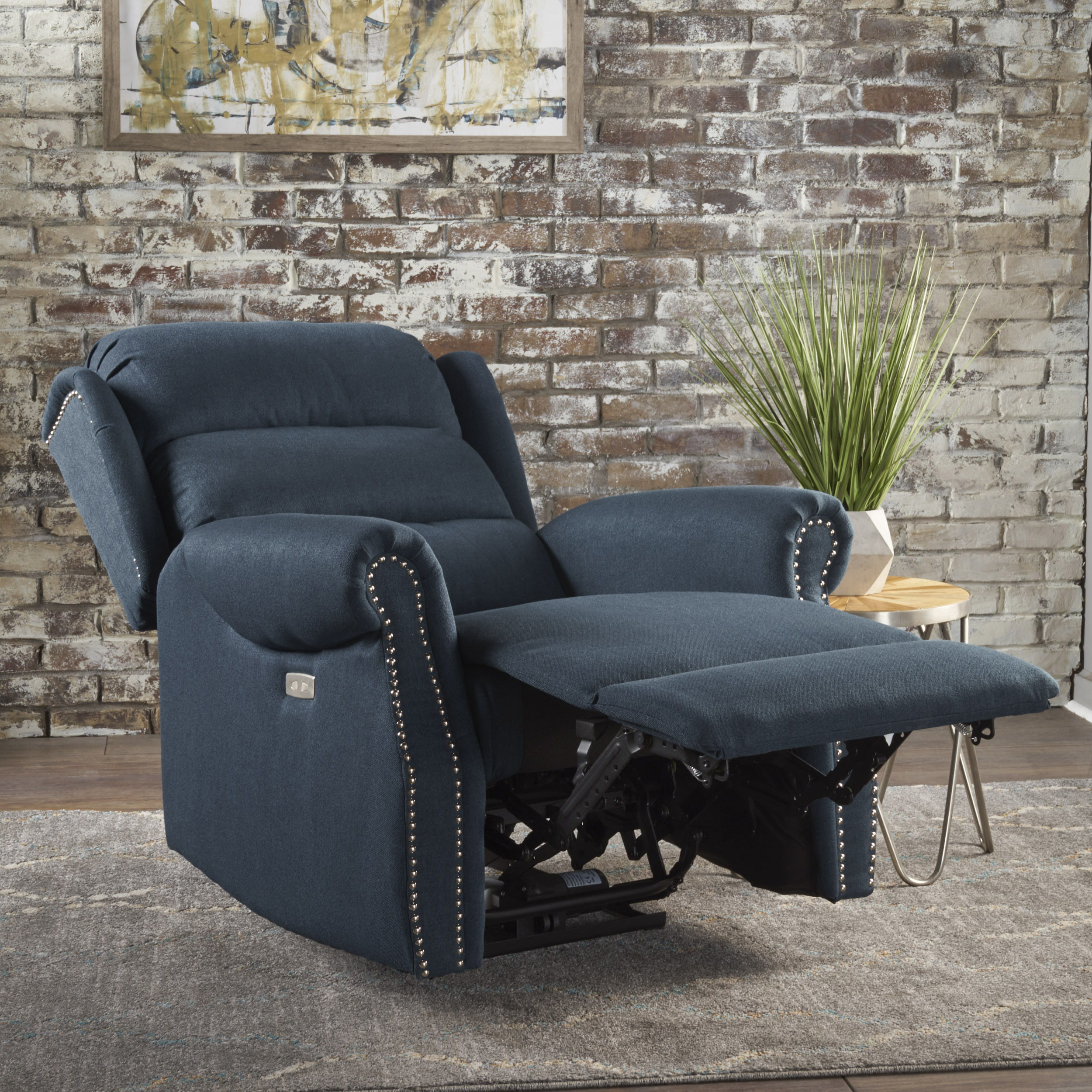 Power Recliner Chair - Navy Blue