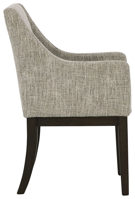 Burkhaus - Beige / Dark Brown - Dining UPH Arm Chair (Set of 2) by Signature Design by Ashley® | Bel Furniture