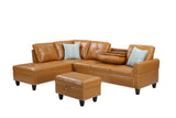 Irine - Faux Leather Sectional Sofa With Ottoman