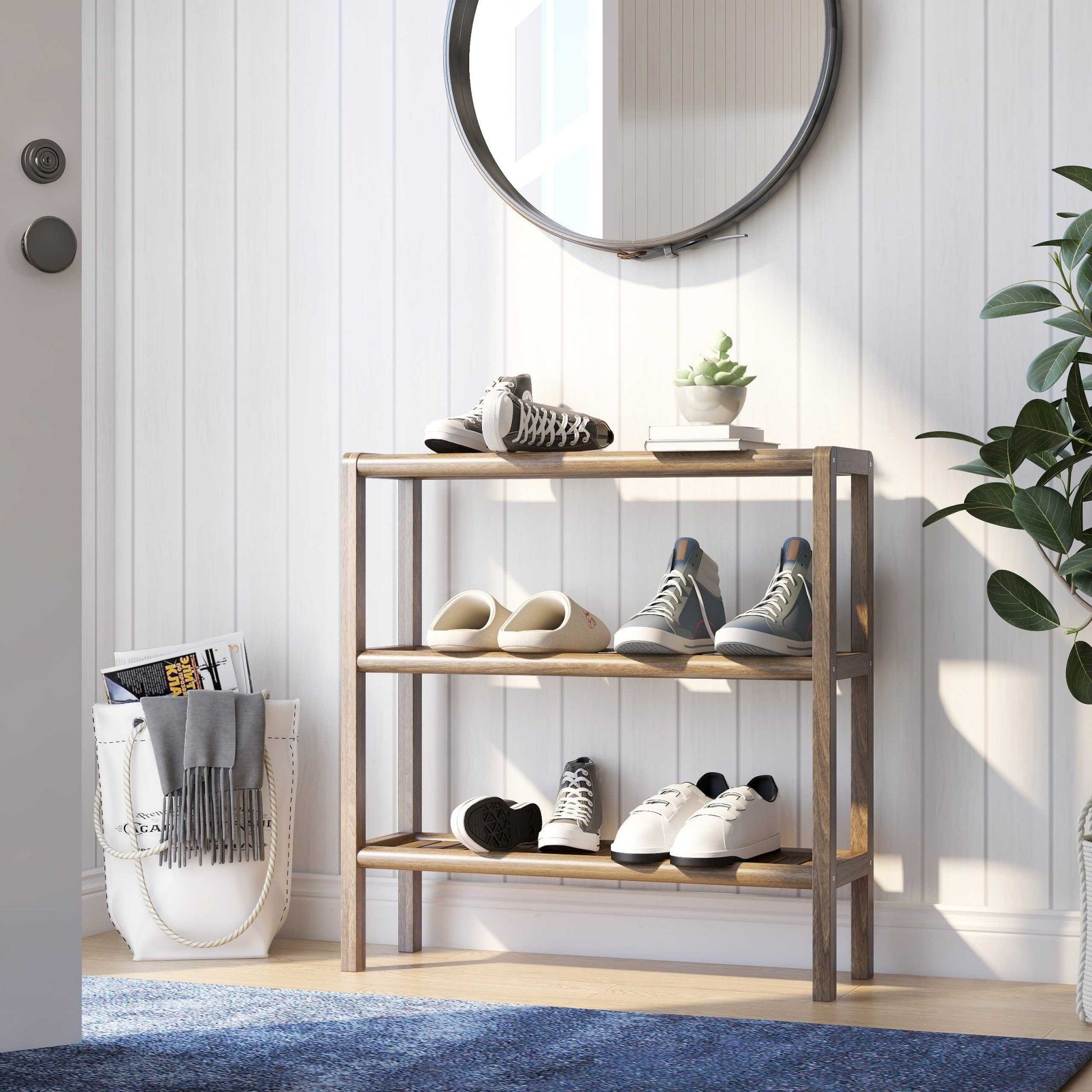 Versatile Shoe Rack Shelving Unit - Walnut