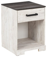 Shawburn - Whitewash / Charcoal Gray - One Drawer Night Stand by Signature Design by Ashley® | Bel Furniture