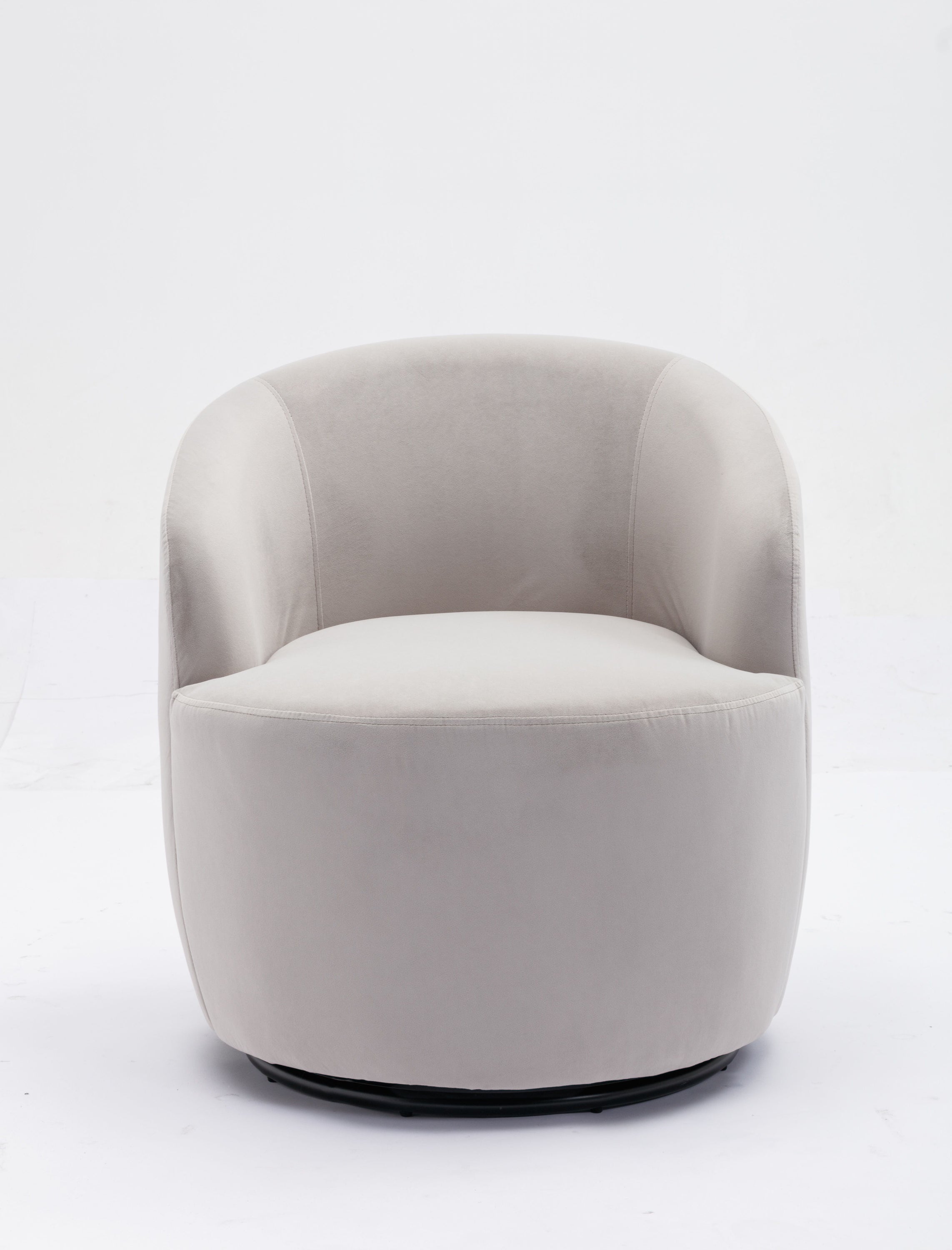 Velvet Fabric Swivel Accent Armchair Barrel Chair With Powder Coating Metal Ring