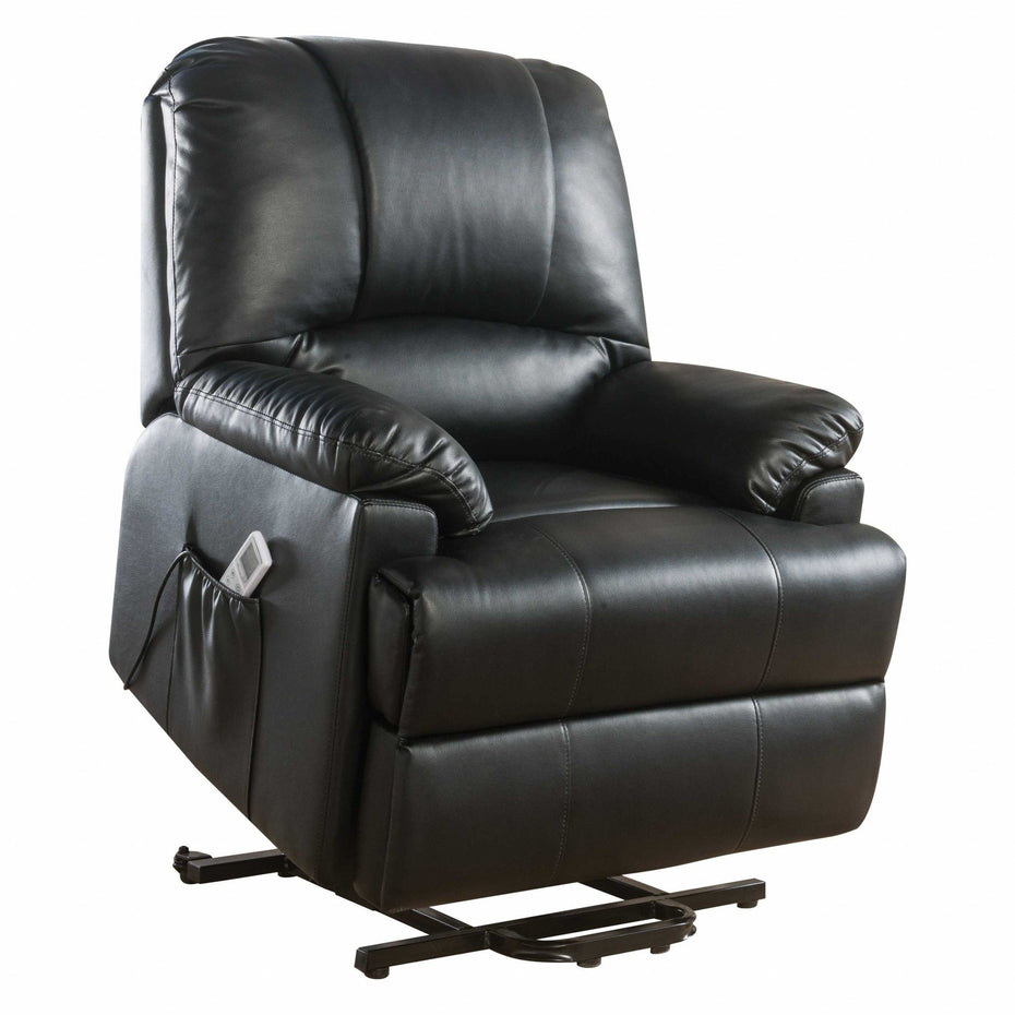 Faux Leather Power Massage Lift Assist Recliner - Black