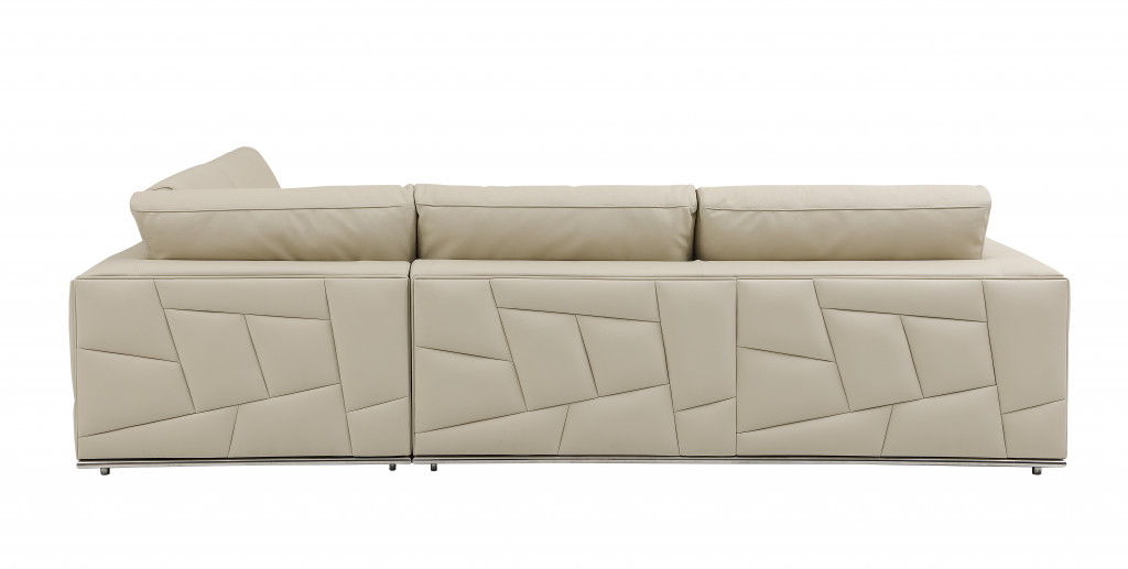 Italian Leather Reclining L Shaped 2 Piece Corner Sectional - Beige