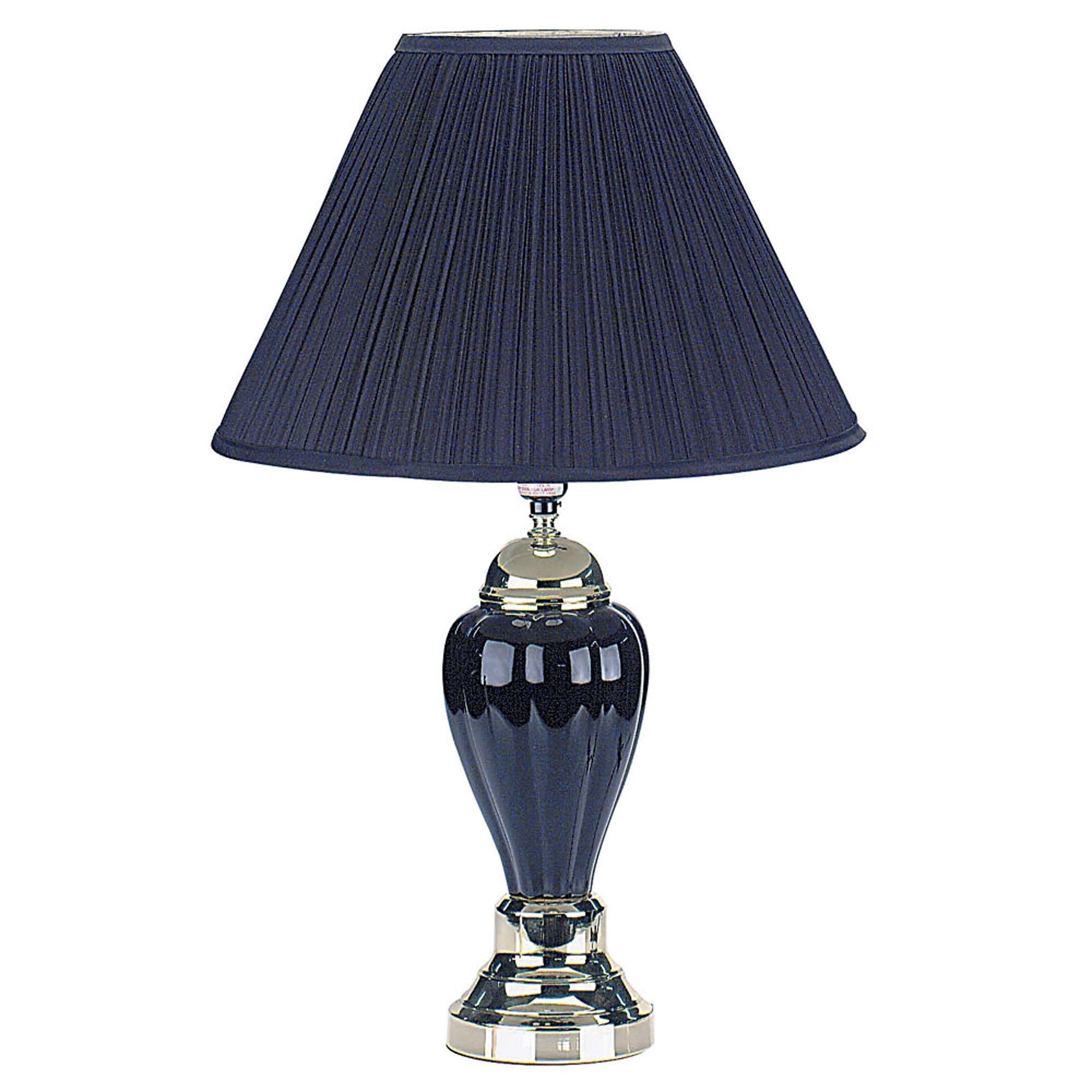 Ceramic Urn Table Lamp With Black Empire Shade - Black / Gold