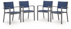 Rocky Creek - Sling Arm Chair (Set of 4) - Blue / Gray