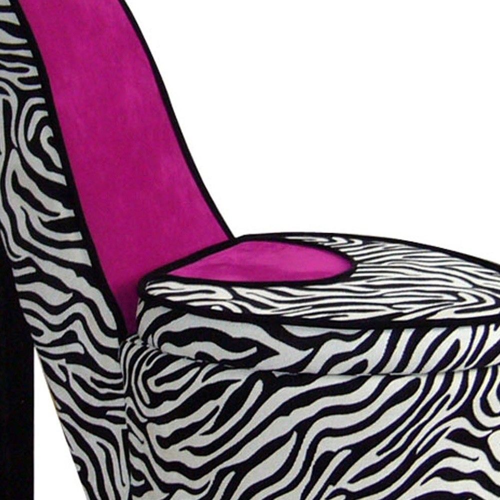 Faux Suede Animal Print Side Chair - Black / White