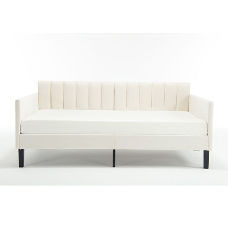 Elena - Boucle Upholstered Daybed, Ribbed Tufted Backrest - view 8