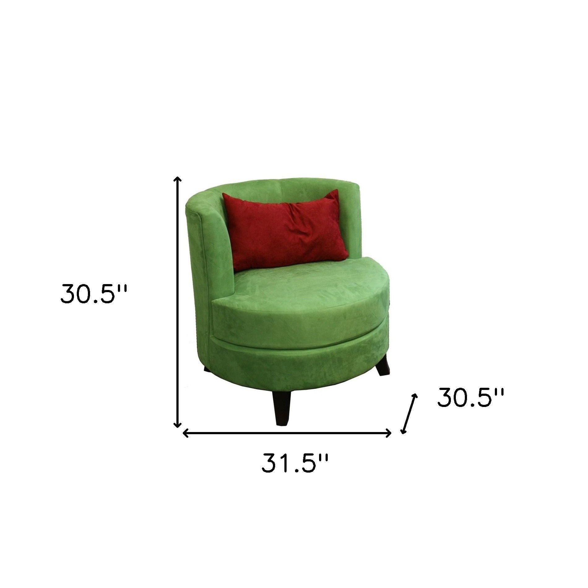 Microfiber Retro Round Accent Chair With Contrast Pillow - Green