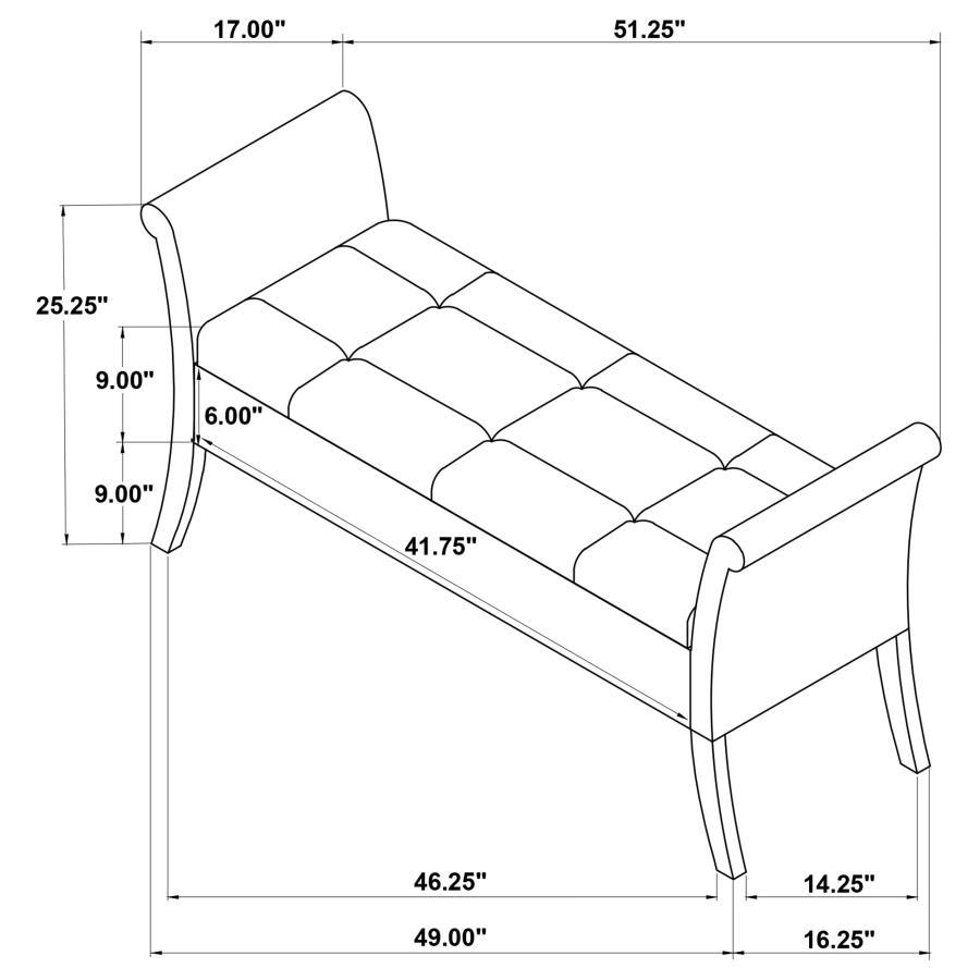 Farrah - Velvet Upholstered Rolled Arm Storage Bench