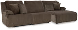 Top Tier - Reclining Sectional Dark Brown 3 Pc. Right Arm Facing Press Back Chaise Reclining Sectional by Signature Design by Ashley® | Bel Furniture