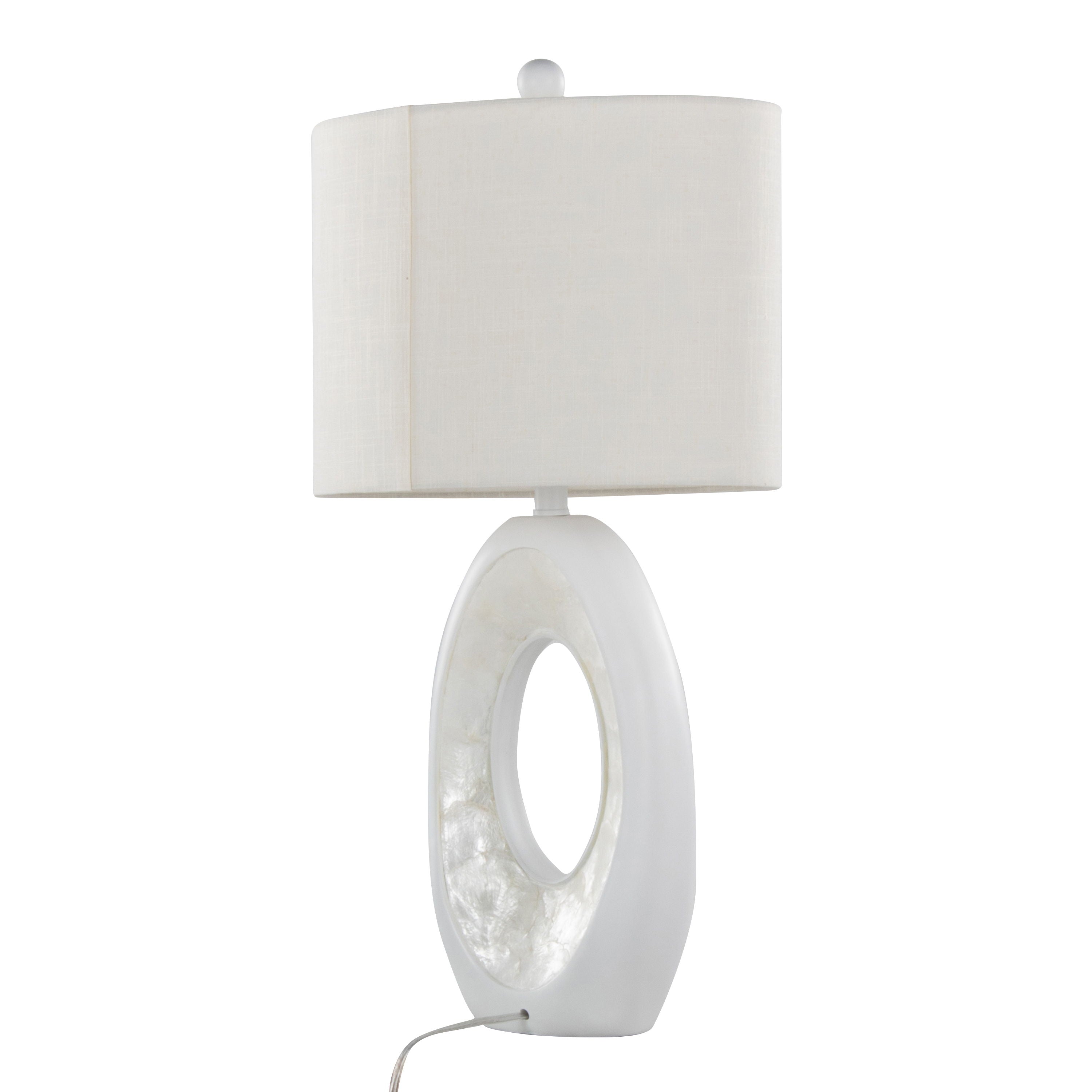 Pearl - Contemporary Table Lamp (Set of 2) - Matte White / Natural Shell