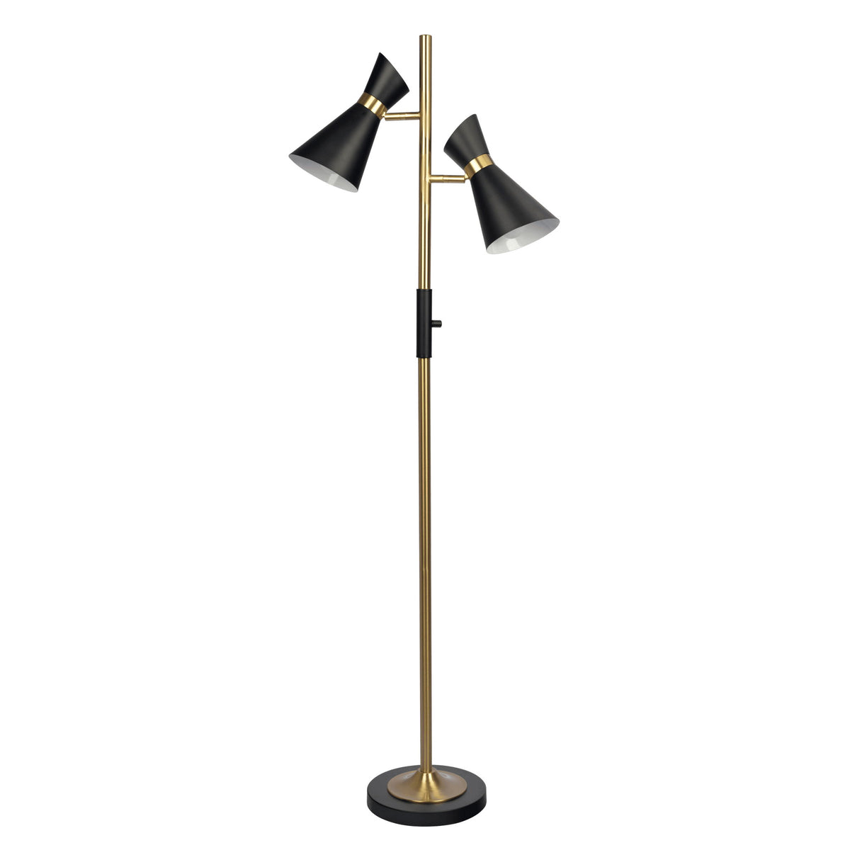 Axis - Floor Lamp With 4 Way Switch Double Spots With Base - Black / Gold by Ashcroft Furniture | Bel Furniture