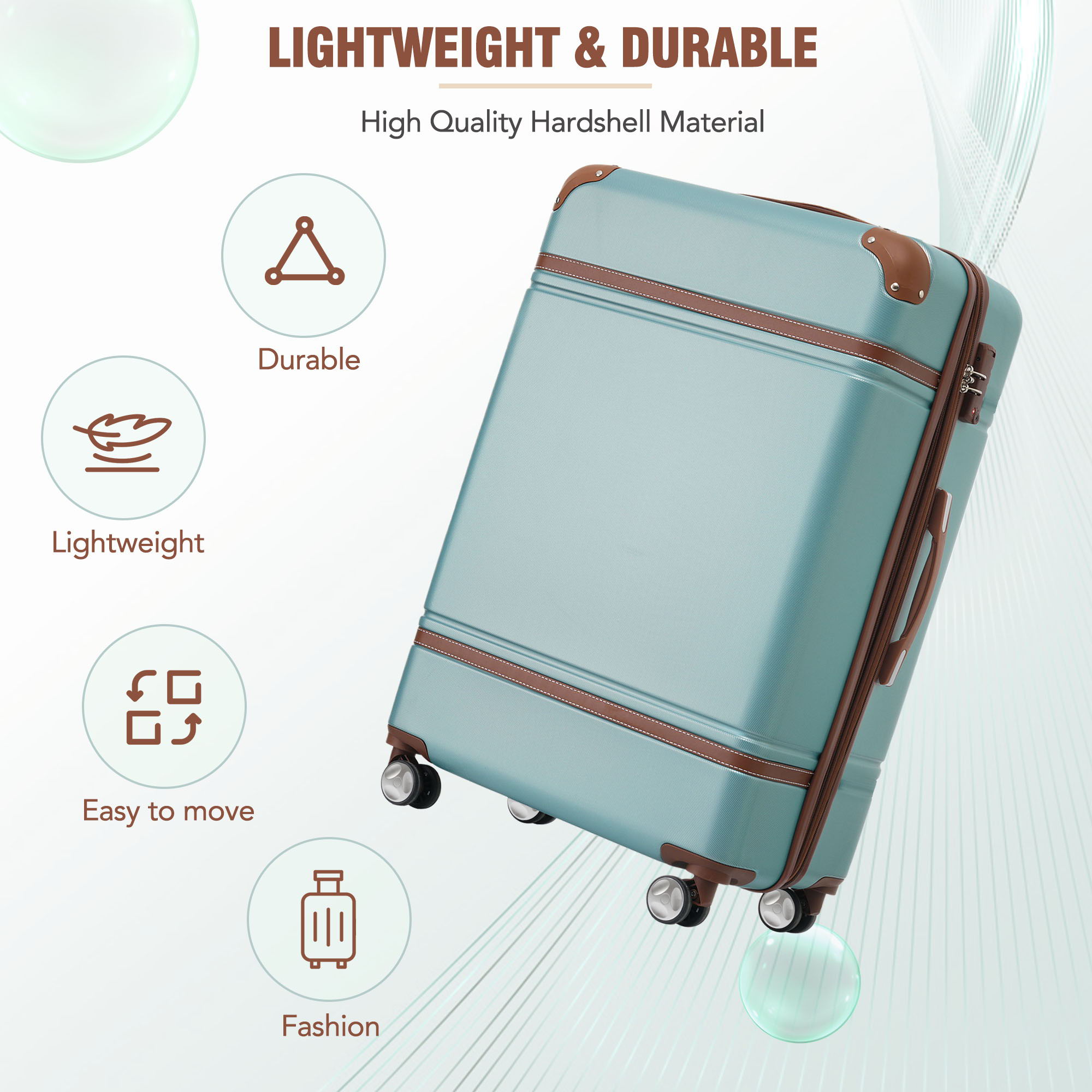 Hardshell Luggage With Tsa Lock, 28" Expandable Lightweight Suitcase With Spinner Wheels, Single Vintage Luggage