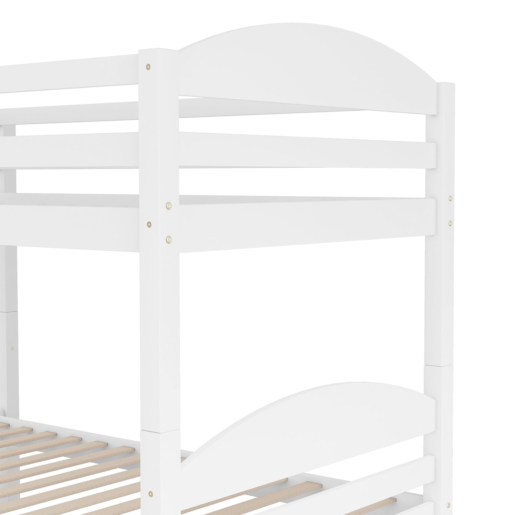 Twin L-Shaped Bunk Bed With Trundle - White