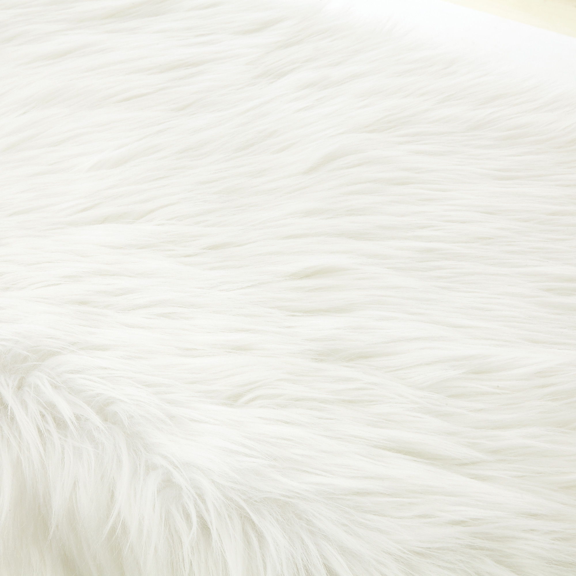 Faux Fur Ottoman - White / Clear